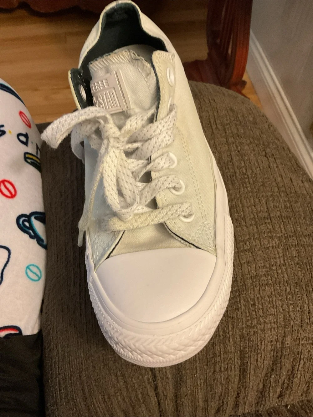 Converse All Star 153796F Unisex Low Top White Sneaker Size Mens 5 Womens 7 GUC